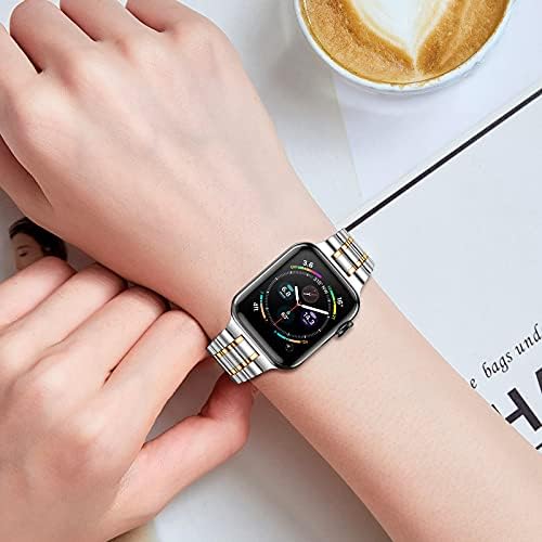 Banda de relógio de aço inoxidável de metal suplink compatível com bandas Apple Watch 45mm 44mm 42mm 41mm 40mm 38mm para iwatch