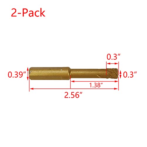 Bits de broca de diamante de 2 pacote Hevstil de 2 mm de 1/3 polegada de diamante de diamante para granito, mármore, alvenaria, concreto,
