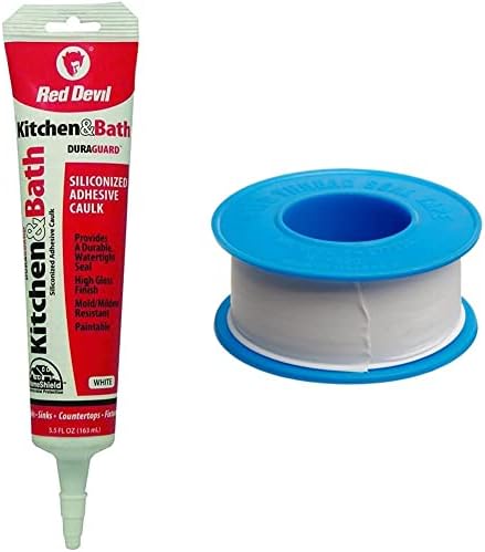 Red Diabo 0405 DURAGUARD COZINHA E CAULTO DE ACRILICO SILICONIZADO DURAGUARD, 5,5 oz, válvula branca e dixon TTB75 PTFE Fita do selante