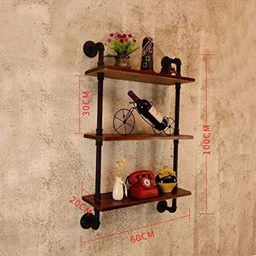 Prateleiras caseiras de JyxcoShelf, estantes de parede de parede de parede Loft Industrial Solid Wood Retro Retro de 3 camadas de 3 camadas Prações de tópicos de água de água de ferro forjado prateleira de estante de estante de estante, racks de armazenamento