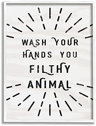 Stuell Industries Black and White Modern Type Wash suas mãos Sua placa imunda de parede de animais, 12 x 18, multicoloria