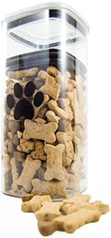 Airscape Pet Lite Lite Plástico Ladrador de armazenamento de alimentos secos - Patentes de tampa hermética preserva a frescura dos alimentos para cães e gatos, estampa de pata de recipiente transparente
