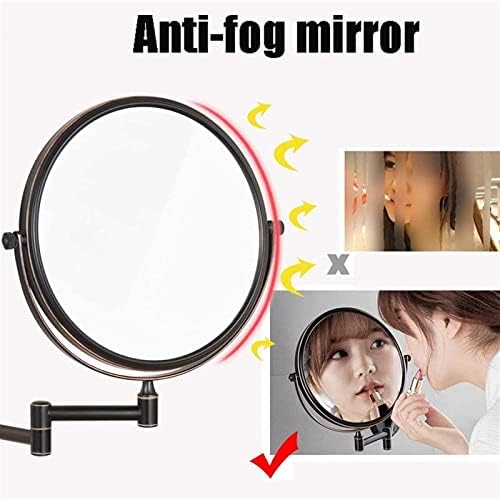 Espelho de maquiagem parede montada com ampliação de 3x, espelho de vaidade de dupla face extensível 360 rotação, espelho
