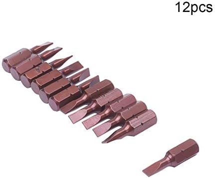 Utoolmart 12pcs SL4 Bits de chave de fenda com fenda com fenda 25 mm de comprimento 1/4 polegadas HEX S2 ALHELO DE LIGA HIGH