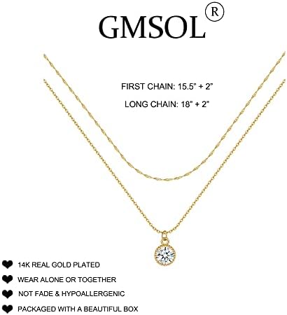 GMSOL Gold Diamond Colares for Women 14k colar de corrente de ouro 14k colar de ouro