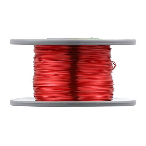 Binneker 30 AWG Fio de ímã - fio de cobre esmaltado - fio de enrolamento de ímã esmaltado - 1,0 lb - 0,0098 Diâmetro 1 bobina de bobina de bobina Classificação de temperatura vermelha 155 ℃ amplamente utilizado para transformadores indutores