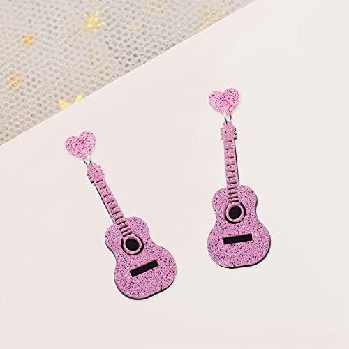 ACRYLIC Música fofa Bass Earros de guitarra elétricos Charms Instrument Drop Dangle Jewelry Gifts For Mulheres Adolescentes meninas