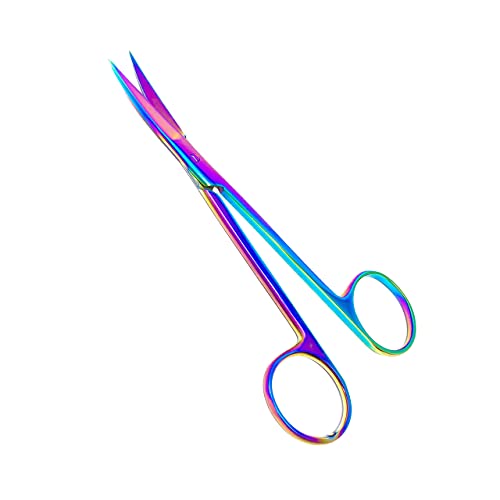 ArtZone Iris Micro Dissecating Scissors Curved 5 Aço inoxidável alemão com revestimento de titânio de plasma arco -íris de várias cores por ArtZone - alta precisão