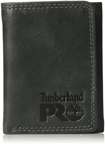 Timberland Pro Men's Leather RFID Trifold Wallet com janela de identificação