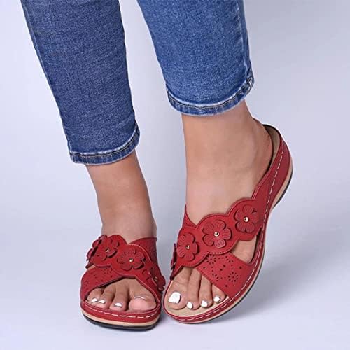 Flipers femininas Moda Sandálias de decoração floral casual Cedas Sapatos ao ar livre chinelos premium