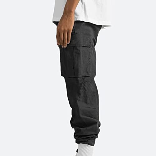 Calças de carga masculinas lbjtakdp com bolsos de trabalho casual de cordas elásticas de combate elástico de combate calças de