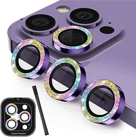 ACTGAN para iPhone 14 Pro e iPhone 14 Pro Max Camera Lens Protector Bling Glitter Glass Câmera Tampa de tela fácil para iPhone