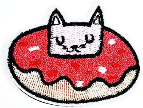 Kleenplus Mini Morango Cute de desenho animado de caricaturas de gato adesivo de gato artesanato de artesanato Diy Applique Bordado