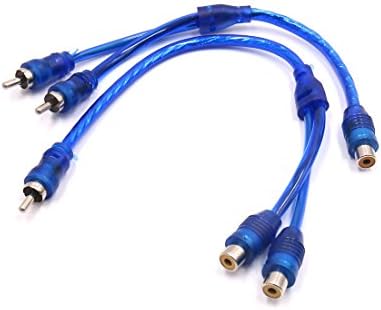 UXCELL A17070300UX0615 2PCS Blue fêmea para masculino RCA Adaptador Adaptador de carro Estéreo y Kit de fio de cabo 2 pacote