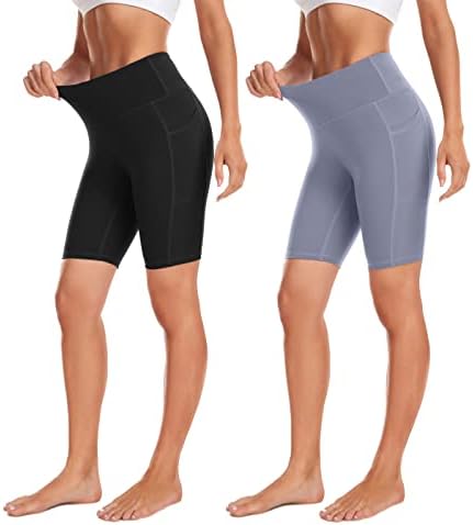 Legend Women's 2 pack nua sentimento de shorts de ioga macia amanteigada - 3 / 8 Alta cintura Treino de moto de motonete com bolsos