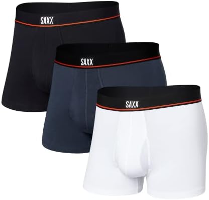 Roupa íntima de Saxx Men-Trening Cotton Trenk-sem parar-pacote de 3 com suporte de bolsa embutido e roupas de mosca