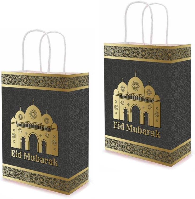 Crawprop Eid Mubarak Party Paper Bags Sacos de doces Bolsas de papel Bolsas de papel Muslim Ramadan Supplies Favors do Ramadã de casamento