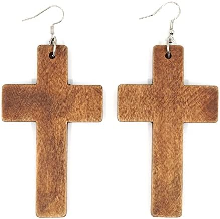 Teri Boutique Tradicional Cruz Cross Christian Wood Wooden Handmades Mulheres Brincos de Jóias de Moda