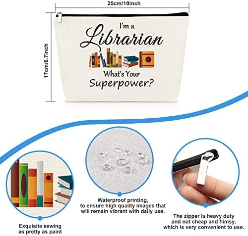 Bibliotecário Presentes para Mulheres Bolsa de maquiagem Bibliotecária Agradecemos Book Lover Bookworm Gift Bolsa Cosmética Bolsa