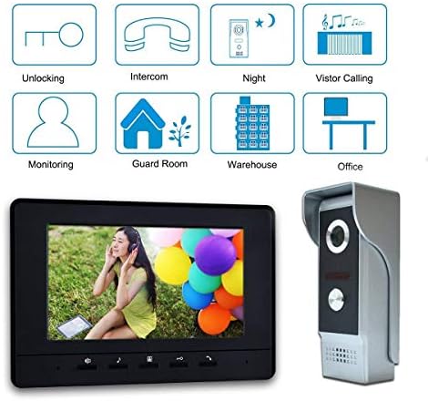 Sistema de intercomunicação de vídeo AMOCAM, 7 polegadas de monitor de vídeo com fio kits de telefone + trava eletrônica de porta
