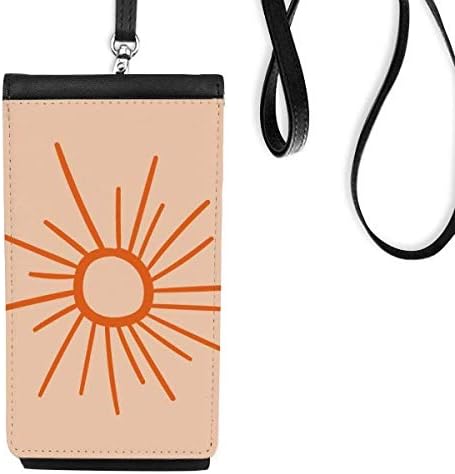 Pintura de sol à mão Pintura Sun Orange Orange Phone Cartlet Bolsa pendurada bolsa móvel bolso preto