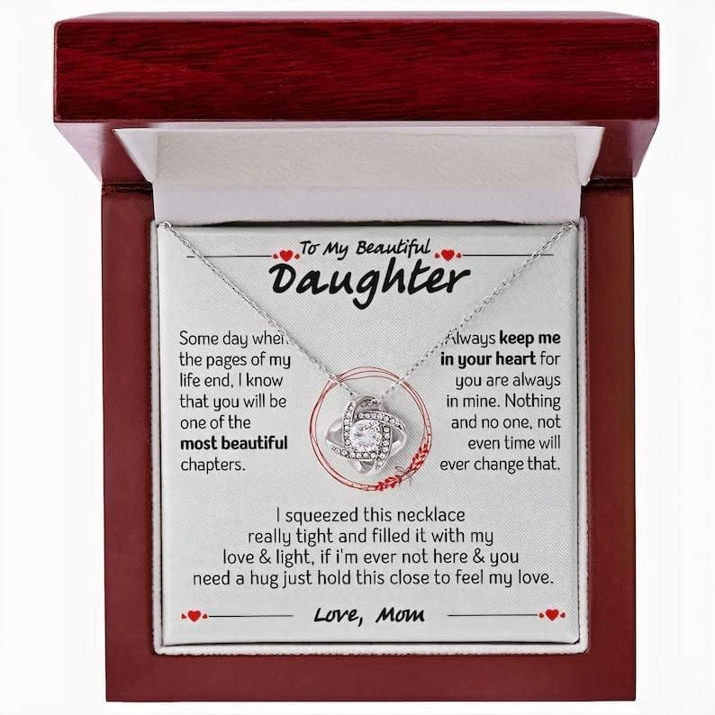 Jóias de cartão de mensagem, colar artesanal- Presente personalizado para a filha de mamãe, colar para filhas colares da