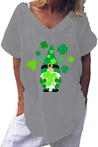 Camisas femininas engraçadas v pescoço imprimir impressão verde Camisa de manga curta Mulheres do dia de St. Patrick T-shirt Lucky Gift