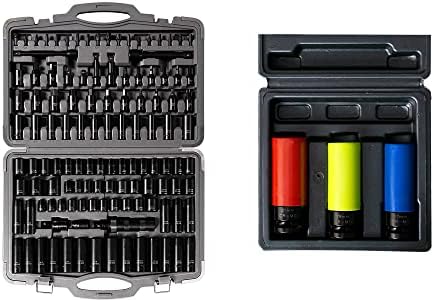 Conjunto de peças Boen 122, incluindo 1/2 Drive & 3/8 Socket Socket Set Set Deep/raso SAE/METRIC, METRIC 1/2 SOCKETA DE