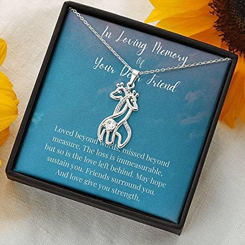 Jóias de cartão de mensagem, colar artesanal- presente personalizado girafa, perda de amizade colargief presente, colar