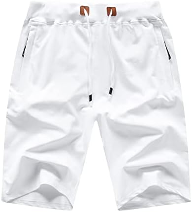 Homens shorts clássicos casuais fit shorts de praia de verão com cintura elástica e bolsos com zíper