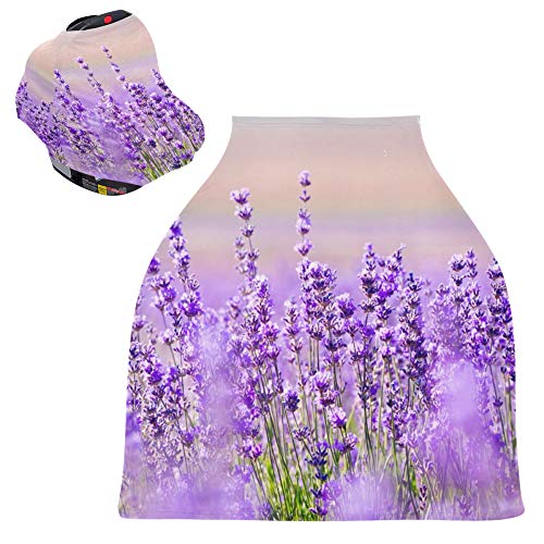 Yyzzh Flor roxa Lavanda Floral Cover de assento de bebê, covers de enfermagem de capa infantil, cobertura de amamentação,