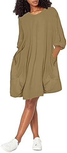 Vestidos de praia Fragarn para mulher, vestido de bolso feminino, ladras de pescoço casual Tops Longs Dress Plus Size