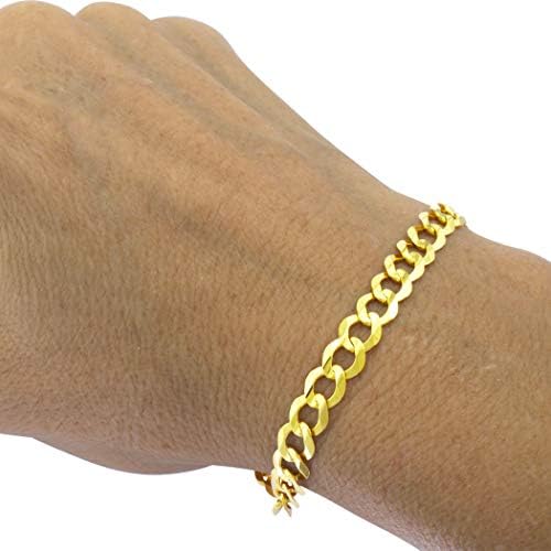 Bracelete de ligação cubana de ouro de ouro amarelo de 14k de 14k de 14 km de 7 mm, cano de lagosta de joias masculina 8 8.5