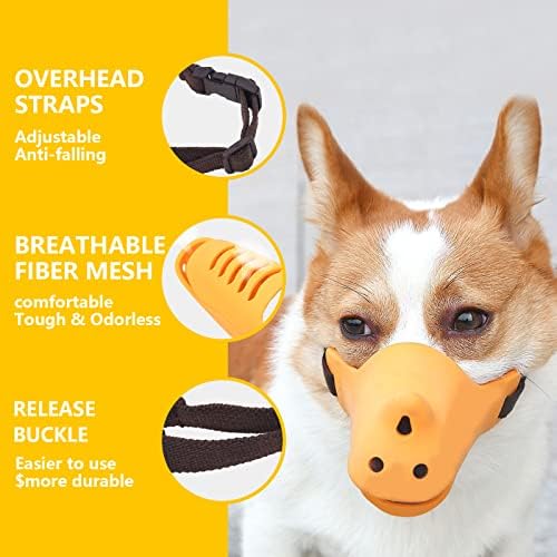 Augegel Dog focinho para morder e mastigar, focinho anti -mordido, material de silicone respirável e alça ajustável,