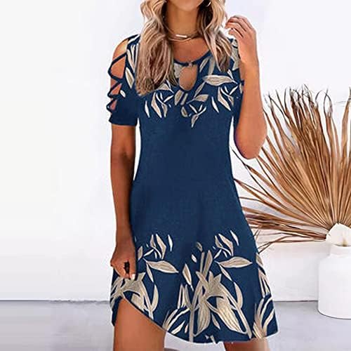 Roupas de verão para mulheres 2023 férias, moda feminina de moda casual Floral Off ombro Mid Caist Vestido elegante