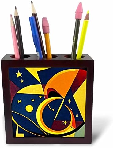 3drose legal divertido lua colorida e estrela o cubismo espacial Art Picasso. - titulares de caneta de ladrilhos