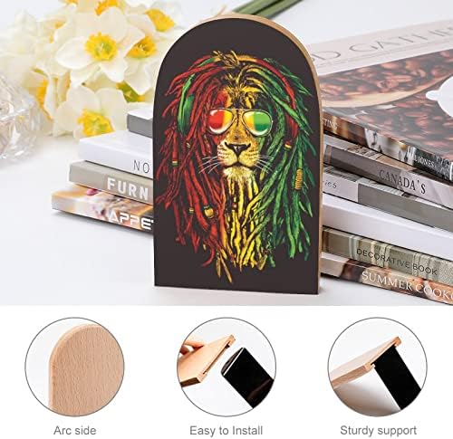 Lion Rastafaris Wood Livros -suportes de livros pesados ​​para prateleiras Livros decorativos