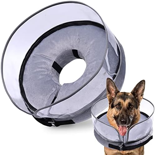 Cone de cachorro sem casca, cone inflável de cachorro após cirurgia para cães grandes pequenos, cones macios com melhor escudo