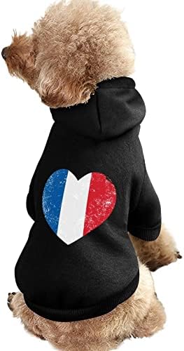 França Coração Roupa de cão de bandeira da França Capuzes de estimação de inverno moletons molhos macios e quentes para