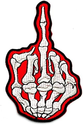 Kleenplus 3pcs. Middle Finger Skull Bone Skeleton Red Hand Dearton Ferro em Patches Atividades O logotipo bordado vestirá Jeans Jeans