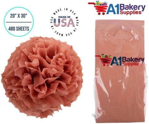 A1 Bakery Supplies Terra Cotta Color Fibissue Papel, 20x30 48 folhas Premium de qualidade embrulhada papel de lenço de papel