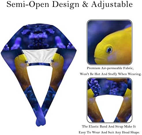 2 peças Parrot Viagem Chapéu cirúrgico para tampas médicas e bufantes com botões Banda de moletom de algodão, tampas de trabalho