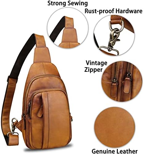 Bolsa de couro genuína Crossbody Casual Caminhada Daypack Daypack Vintage Handmade Backpack Backpack Cyclecle Purse de ciclismo