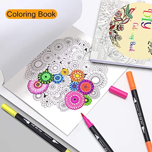 Lanrenweng 100 Cores DUO Tip Pincel Markers Conjunto de canetas de arte, canetas de ponta fina de canetas coloridas