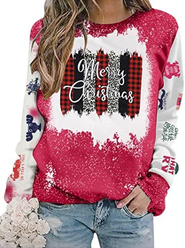 Sweothirshirs para mulheres Moltas alegres e brilhantes Camisola de Natal Funny Feia Top de Pullover de Férias Casual