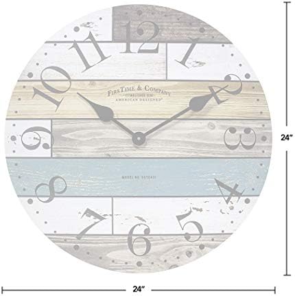 Firstime & Co. Multicolor Newton Woodgrain Wall Clock, grande decoração vintage para sala de estar, escritório em casa,