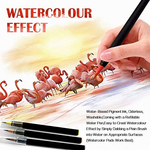 Canetas de pincel de cor de água sekera 20 cores + 1 conjunto de pincel de água, canetas de tinta aquarela macia e flexível