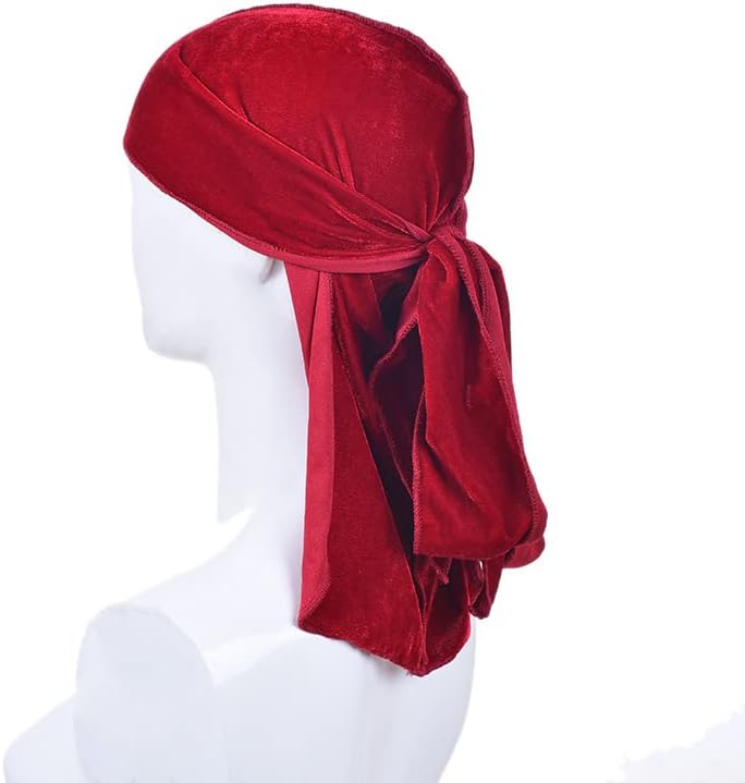 Vpang unissex deluxe durag veludo bandana chapéu de holograma de cauda extra longa