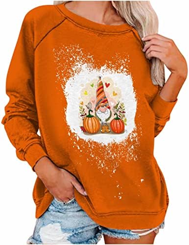 Ação de Graças Moletom Mulheres Pumpkin Crew Tops Pullover de pescoço Agradecedor de letra de manga comprida Top de manga comprida