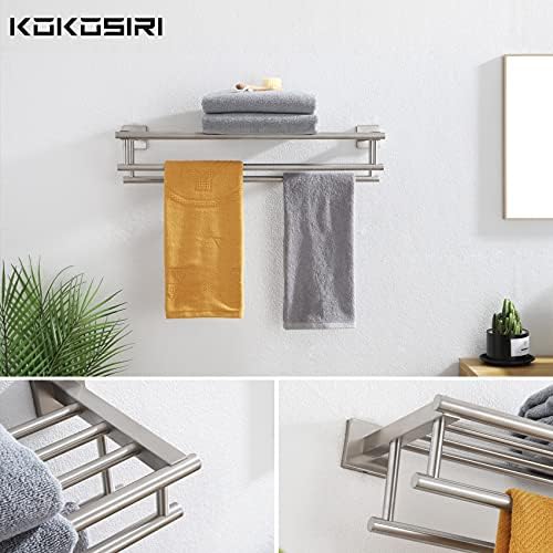 Kokosiri 24 polegadas de toalha com barras de toalha dupla Toalha de toalha de toalha de banheiro Montagem de parede